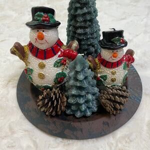 Christmas Candle Garden Vintage Eight Piece Country Candle Garden with Tray